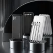 Dudao K6Pro Universal Powerbank, hordozható külső akkumulátor USB-A/USB-C, USB-A/USB-C/Micro-USB/Apple lightning kábellel, 10000 mAh, fehér