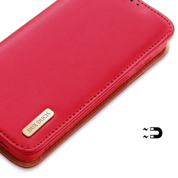 Dux Ducis Hivo Genuine Leather Samsung Galaxy S22 eredeti bőr, hátlap, tok, piros
