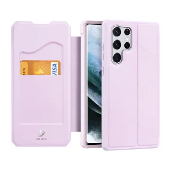   Dux Ducis Skin X Samsung Galaxy S22 Ultra oldalra nyíló tok, rózsaszín