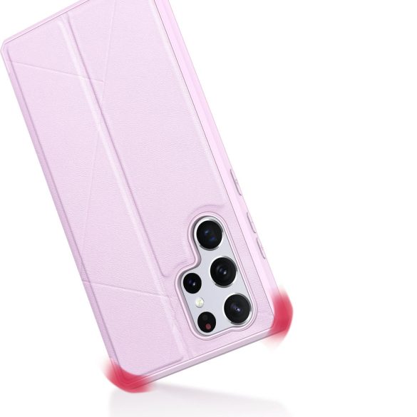 Dux Ducis Skin X Samsung Galaxy S22 Ultra oldalra nyíló tok, rózsaszín