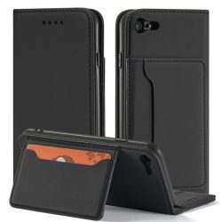   Magnet Card Case iPhone 7/8/SE (2020/2022) oldalra nyíló tok, fekete
