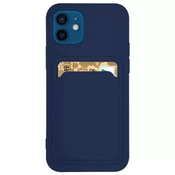   Card Case Silicone Samsung Galaxy S22 Ultra hátlap, tok, sötétkék