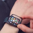 Wozinsky Apple Watch 4/5/6/SE (44mm) Hybrid Glass teljes kijelzős edzett üvegfólia (tempered glass), 9H keménységű, fekete