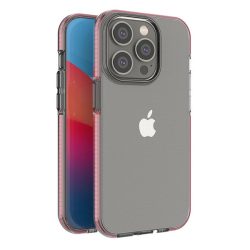   Spring Case Clear TPU Gel iPhone 14 Pro hátlap, tok, átlátszó-rózsaszín
