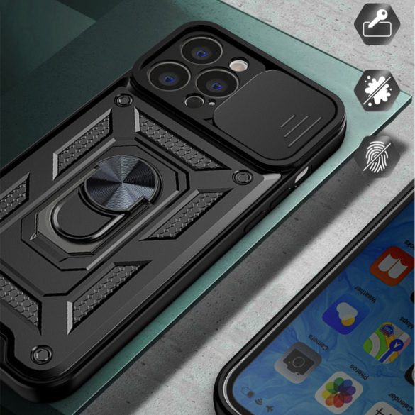 Hybrid Armor Camshield Case iPhone 14 Plus ütésálló hátlap, tok, fekete