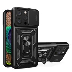   Hybrid Armor Camshield Case iPhone 14 Pro Max ütésálló hátlap, tok, fekete