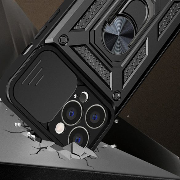 Hybrid Armor Camshield Case iPhone 13 ütésálló hátlap, tok, fekete