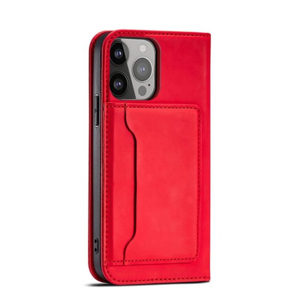 Magnet Card Case Samsung Galaxy S23 Ultra oldalra nyíló hátlap, tok, piros