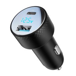   Joyroom JR-CCD01 Car Charger autós szivargyújtó, USB-A/USB-C, PD, QC 3.0, 53W, fekete