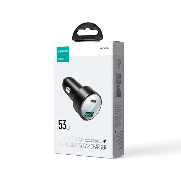 Joyroom JR-CCD01 Car Charger autós szivargyújtó, USB-A/USB-C, PD, QC 3.0, 53W, fekete