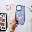 Magnetic Color Matte Case iPhone 15 MagSafe ütésálló hátlap, tok, kék