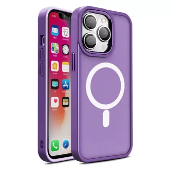   Magnetic Color Matte Case iPhone 15 Pro MagSafe ütésálló hátlap, tok, lila