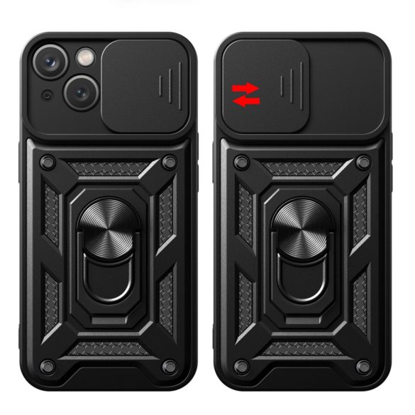 Hybrid Armor Camshield Case iPhone 15 ütésálló hátlap, tok, sötétkék