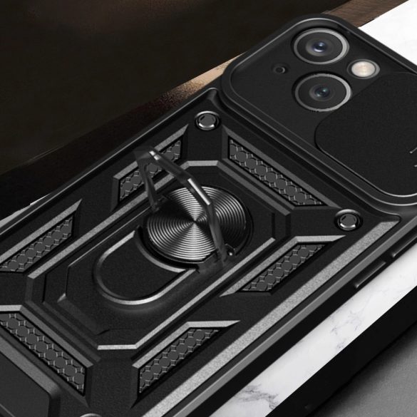 Hybrid Armor Camshield Case iPhone 15 Plus ütésálló hátlap, tok, fekete