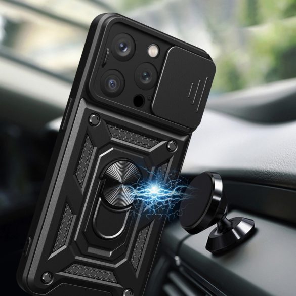 Hybrid Armor Camshield Case iPhone 15 Pro ütésálló hátlap, tok, sötétkék