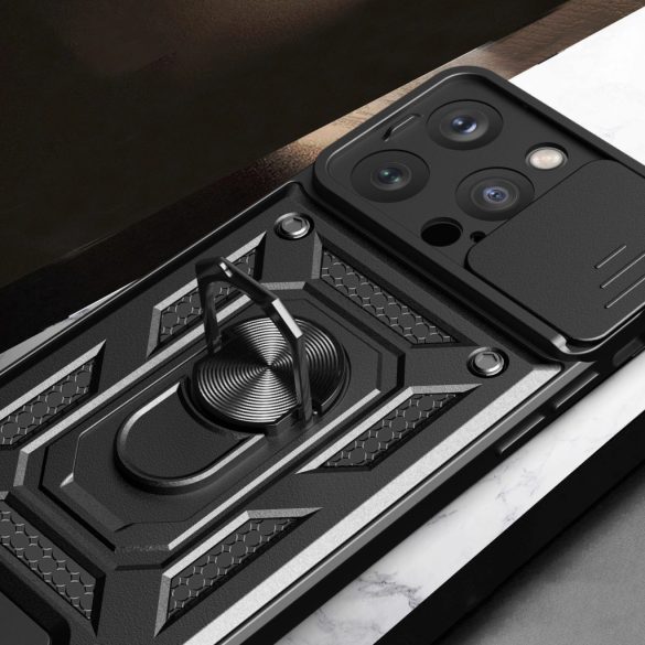 Hybrid Armor Camshield Case iPhone 15 Pro ütésálló hátlap, tok, sötétkék