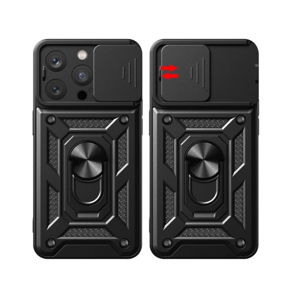 Hybrid Armor Camshield Case iPhone 15 Pro ütésálló hátlap, tok, sötétkék