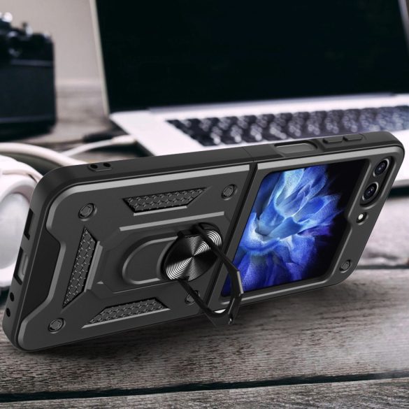 Hybrid Armor Camshield Samsung Galaxy Z Flip 5 ütésálló hátlap, tok, fekete