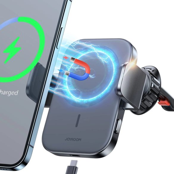 Joyroom Car Phone Holder JR-ZS295 Magsafe Qi kompatibilis autós telefon tartó és töltő 15W szellőzőrácsra, fekete