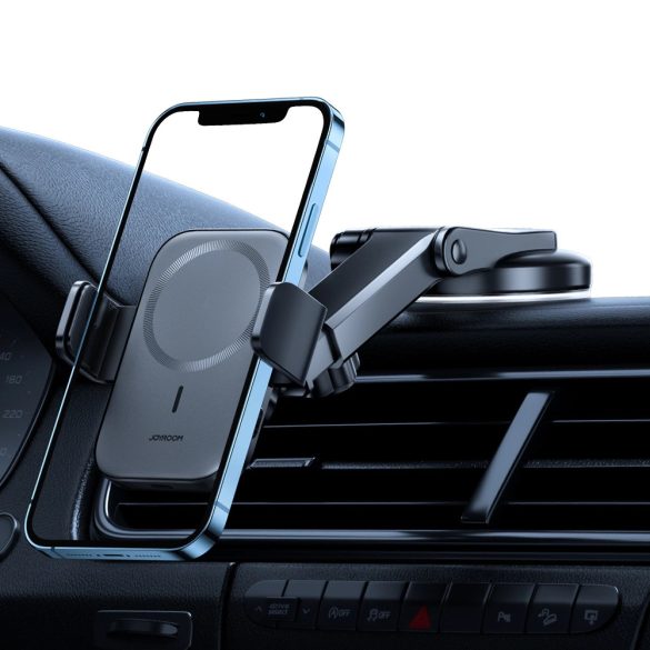 Joyroom Car Phone Holder JR-ZS295 Magsafe Qi kompatibilis autós telefon tartó és töltő 15W szélvédőre, műszerfalra, fekete