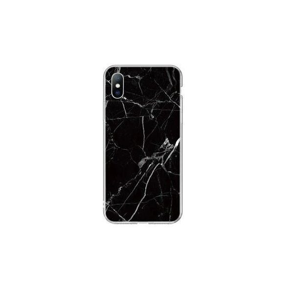 Wozinsky Marble case Samsung Galaxy A41 márvány mintás hátlap, tok, fekete
