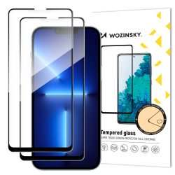   Wozinsky 2db Glass Screen 5D Full Glue iPhone 13/13 Pro/14 teljes kijelzős edzett üvegfólia, 9H keménységű, tokbarát, fekete