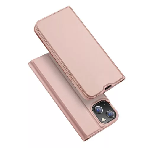 Dux Ducis Skin Pro iPhone 14 oldalra nyíló tok, rozé arany