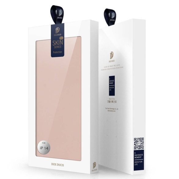 Dux Ducis Skin Pro iPhone 14 oldalra nyíló tok, rozé arany
