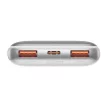 Baseus PPBD040002 Bipow Power Bank, hordozható külső akkumulátor 2xUSB/USB-C, USB-C kábellel, 10000 mAh, 22.5W, fehér