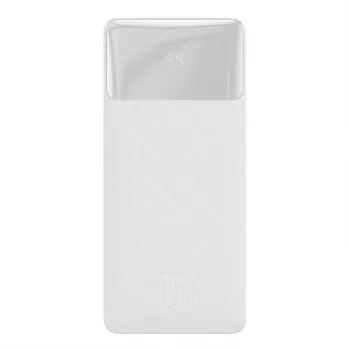   Baseus PPDML-L01 Bipow PD QC 3.0 AFC Power Bank, hordozható külső akkumulátor 2xUSB/USB-C/micro USB, 10000 mAh, 15W, fehér