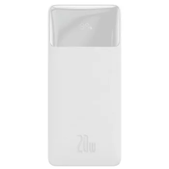   Baseus PPBD050102 Bipow PD Power Bank, hordozható külső akkumulátor 2xUSB/USB-C/micro USB, 20000 mAh, 15W, fehér