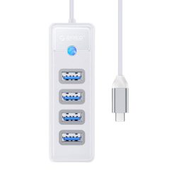  Orico Hub 4xUSB-A 3.0 elosztó, USB-C kábellel, 15cm, fehér