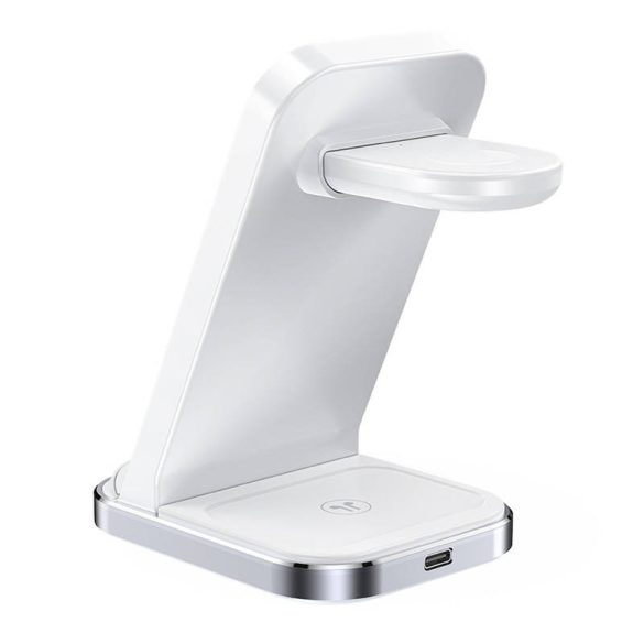 Acefast E15 3-in-1 Qi Wireless Charger, AirPods, Apple Watch és mobiltelefon vezeték nélküli töltő, 15W, fehér