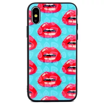   Glass Hearts Lips Samsung Galaxy S10 Plus mintás, hátlap, tok, kék