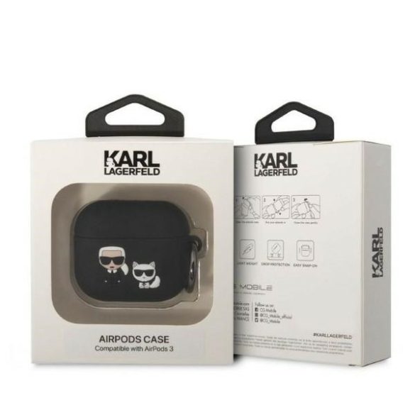 Karl Lagerfeld Airpods 3 Silicone Karl & Choupette (KLACA3SILKCK) tok, fekete