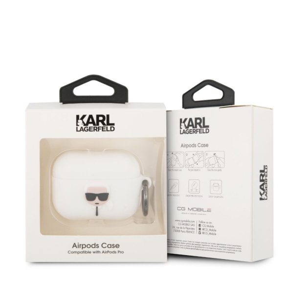 Karl Lagerfeld Apple Airpods Pro Karl (KLACAPSILGLWH) szilikon tok, fehér