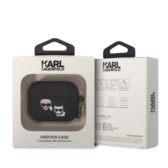 Karl Lagerfeld Airpods Pro Silicone Karl & Choupette (KLACAPSILKCK) tok, fekete