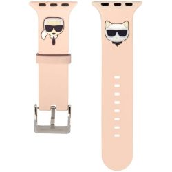   Karl Lagerfeld Apple Watch 2/3/4/5/6/7/Se 42/44/45mm Karl & Choupette (KLAWLSLCKP) szilikon óraszíj, rózsaszín