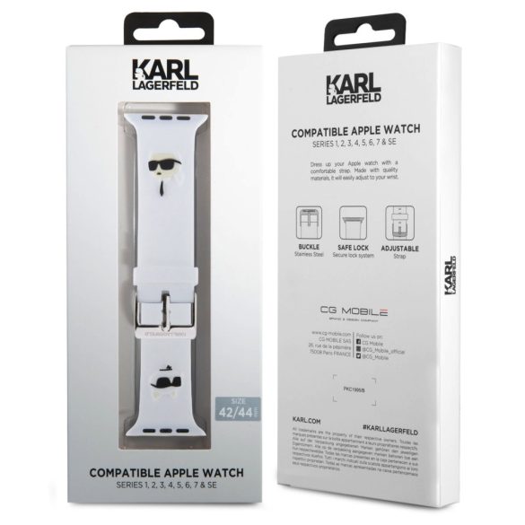 Karl Lagerfeld Karl and Choupette Head NFT Watch Strap (KLAWLSLKCNH) Apple Watch 42/44/45/49 mm szilikon óraszíj, fehér