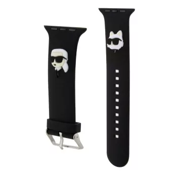   Karl Lagerfeld Karl and Choupette Head NFT Watch óraszíj (KLAWMSLKCNK) Apple Watch 38/40/41 mm szilikon óraszíj, fekete