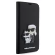 Karl Lagerfeld PU Saffiano Karl and Choupette NFT Book Case iPhone 13 Pro (KLBKP13LSANKCPK) oldalra nyíló, tok, fekete