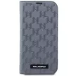 Karl Lagerfeld KLBKP14LSAKLHPG Saffiano Monogram iPhone 14 Pro 6.1" oldalra nyíló tok, ezüst