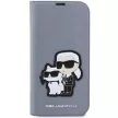 Karl Lagerfeld KLBKP14XSANKCPG Saffiano Karl & Choupette Karl & Choupette iPhone 14 Pro Max 6.7" oldalra nyíló tok, ezüst