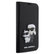 Karl Lagerfeld PU Saffiano Karl and Choupette NFT Book Case iPhone 14 Pro Max (KLBKP14XSANKCPK) oldalra nyíló, tok, fekete