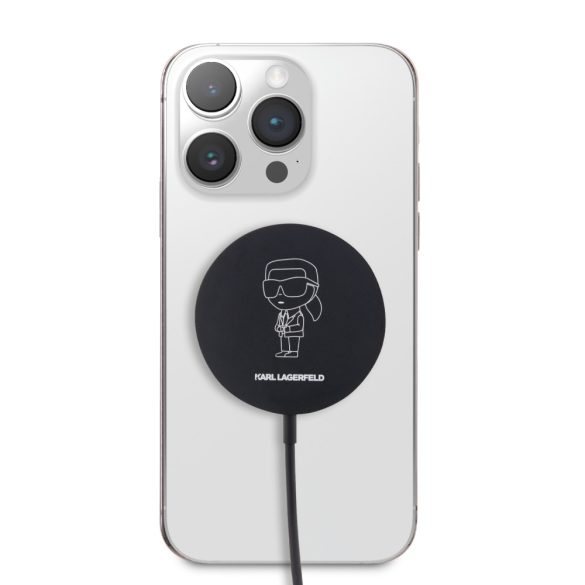 Karl Lagerfeld Ikonik NFT MagSafe Wireless Charger (KLCBMKIOTTGK) MagSafe kompatibilis vezeték nélküli töltő, 15W, fekete