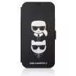 Karl Lagerfeld iPhone 12 Pro Max Saffiano Karl & Choupette (KLFLBKP12LSAKICKCBK) oldalra nyíló tok, fekete