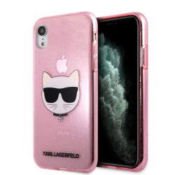   Karl Lagerfeld iPhone Xr Glitter Choupette hátlap, tok, rózsaszín