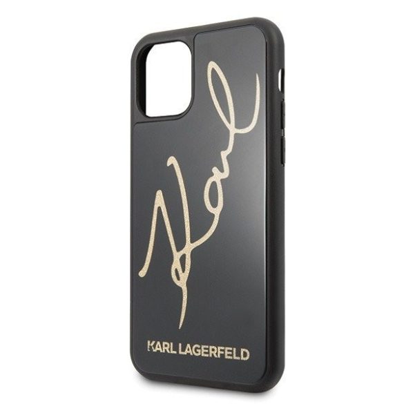 Karl Lagerfeld iPhone 11 Pro Hard Case Glitter Signature (KLHCN58DLKSBK) hátlap, tok, fekete