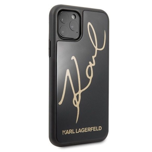 Karl Lagerfeld iPhone 11 Pro Hard Case Glitter Signature (KLHCN58DLKSBK) hátlap, tok, fekete