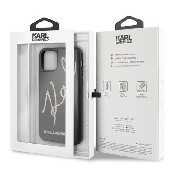 Karl Lagerfeld iPhone 11 Pro Hard Case Glitter Signature (KLHCN58DLKSBK) hátlap, tok, fekete